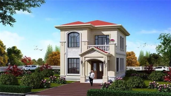 農村蓋輕鋼別墅,戶型流行,外觀優美!(圖1) 紅頂白墻戶型